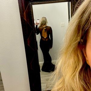 Beautiful black dress gives off morticia vibes